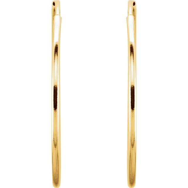 14K Yellow Gold 10 mm Endless Tube Hoop Earrings