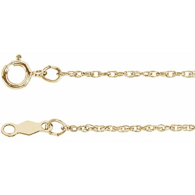 14K Yellow 1  mm Rope 7" Chain