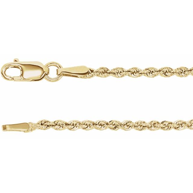 14K Yellow Gold 1.85 mm Rope 7-Inch Chain – Elegant Design