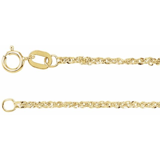 14K Yellow Gold 1.2 mm Diamond-Cut Singapore Chain - 7 Inch Elegance