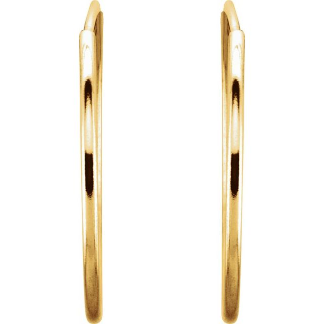 14K Yellow Endless Tube 10 mm Hoop Earring