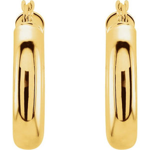 14K White Gold 20 mm Polished Tube Hoop Earrings