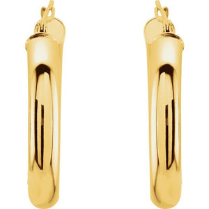14K White Gold 20 mm Polished Tube Hoop Earrings