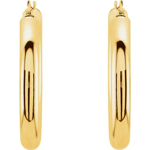 14K White Gold 20 mm Polished Tube Hoop Earrings