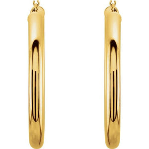 14K White Gold 20 mm Polished Tube Hoop Earrings