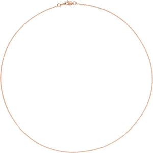 14K Yellow Gold 1 mm Adjustable Cable Chain Necklace 16-18
