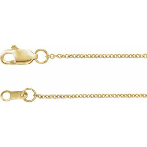 14K Yellow Gold 1 mm Adjustable Cable Chain Necklace 16-18