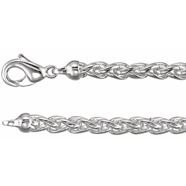 Sterling Silver Wheat Chain Bracelet with Polished Finish