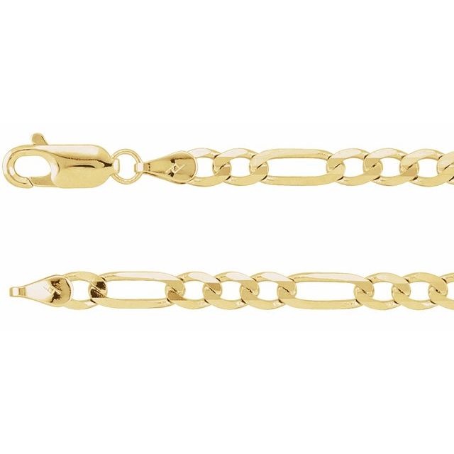 Figaro Chain Bracelet with Lobster Clasp in 14K Gold