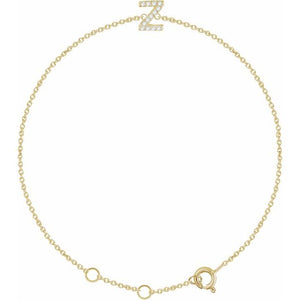 14K White Gold, 6-7 Inch Natural Diamond Initial A Bracelet