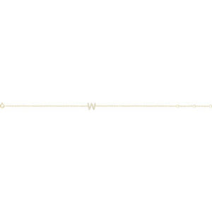 14K White Gold, 6-7 Inch Natural Diamond Initial A Bracelet