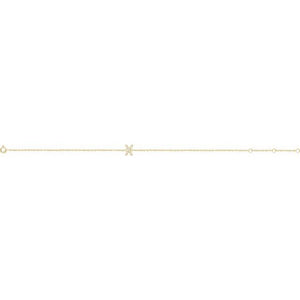 14K White Gold, 6-7 Inch Natural Diamond Initial A Bracelet
