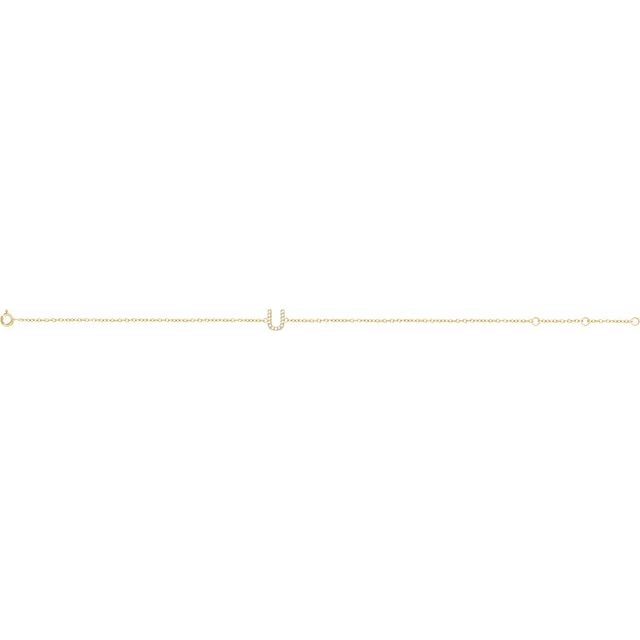 14K White Gold, 6-7 Inch Natural Diamond Initial A Bracelet