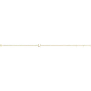14K White Gold, 6-7 Inch Natural Diamond Initial A Bracelet
