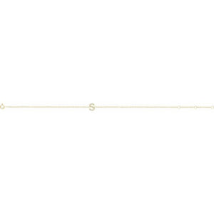 14K White Gold, 6-7 Inch Natural Diamond Initial A Bracelet