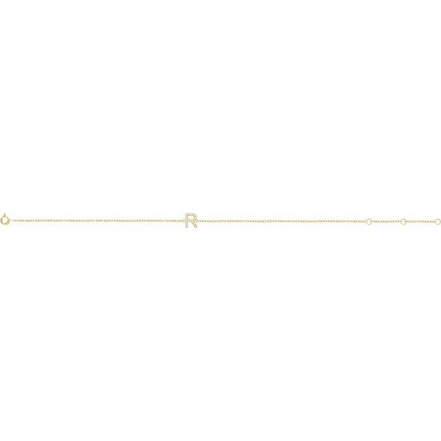 14K White Gold, 6-7 Inch Natural Diamond Initial A Bracelet