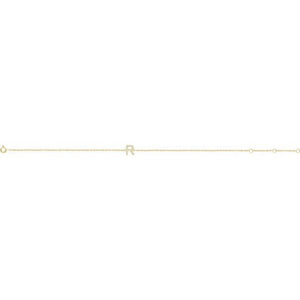 14K White Gold, 6-7 Inch Natural Diamond Initial A Bracelet