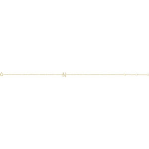 14K White Gold, 6-7 Inch Natural Diamond Initial A Bracelet