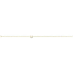 14K White Gold, 6-7 Inch Natural Diamond Initial A Bracelet