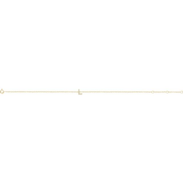 14K White Gold, 6-7 Inch Natural Diamond Initial A Bracelet