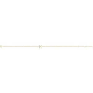14K White Gold, 6-7 Inch Natural Diamond Initial A Bracelet