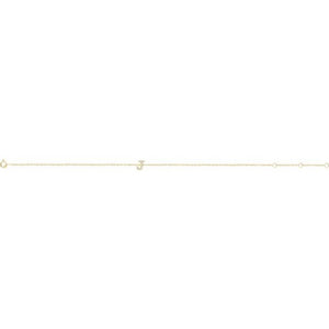 14K White Gold, 6-7 Inch Natural Diamond Initial A Bracelet