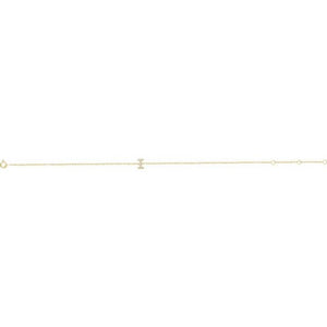 14K White Gold, 6-7 Inch Natural Diamond Initial A Bracelet