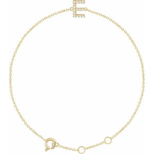 14K White Gold, 6-7 Inch Natural Diamond Initial A Bracelet