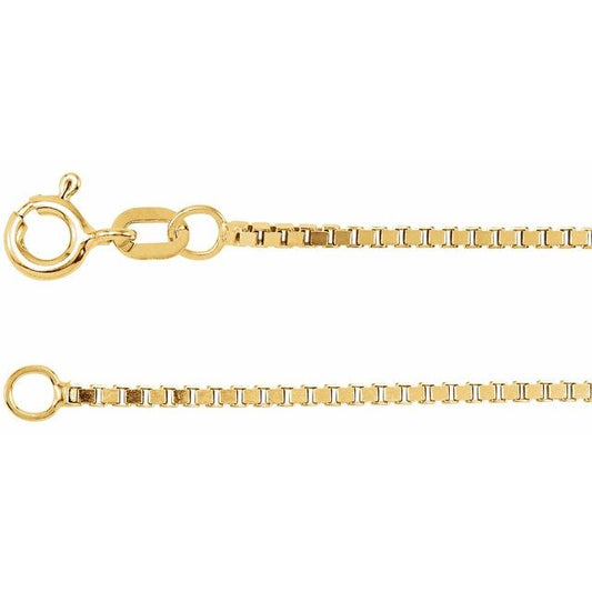 14K Yellow 1.3  mm Diamond-Cut Box 7" Chain