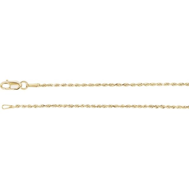 14K Yellow Gold 1.3 mm Diamond-Cut Rope 7" Chain