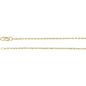 14K Yellow Gold, 1.3 mm Diamond-Cut Rope 16