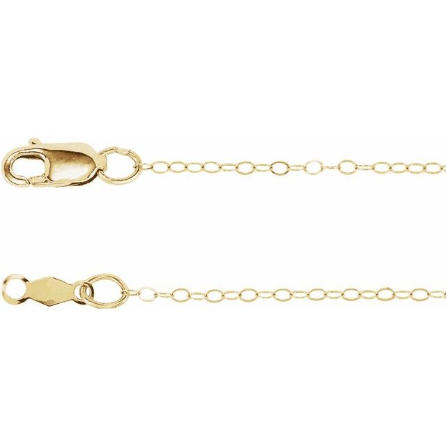 Flat Cable Chain Bracelet with Lobster Clasp in Polished 14K Gold