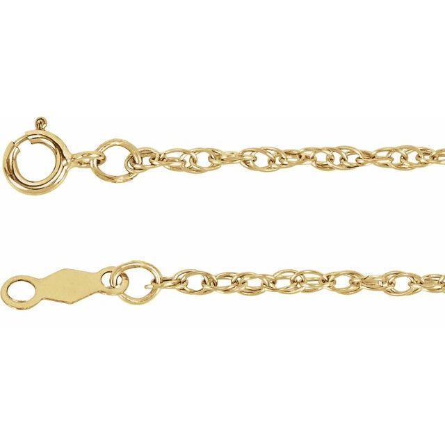 Polished Rope Chain Bracelet with Spring Ring in 14K Gold