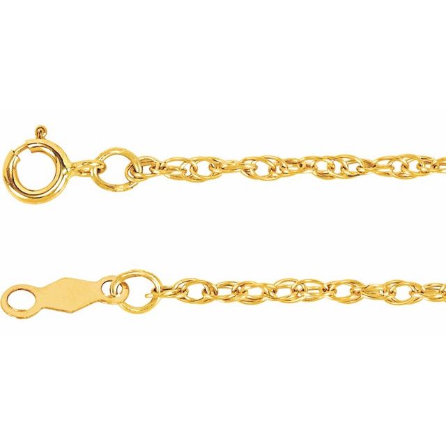 14K Yellow 1.5  mm Rope 7" Chain