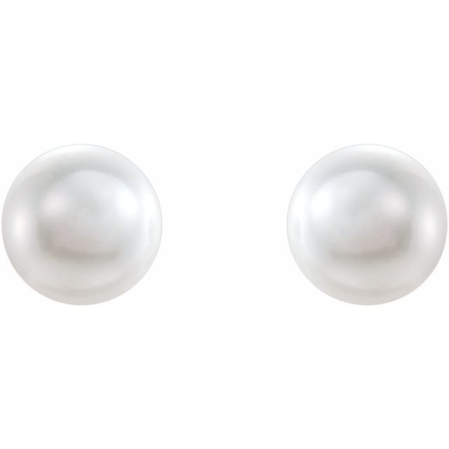 14K White Gold Cultured Freshwater Pearl Stud Earrings