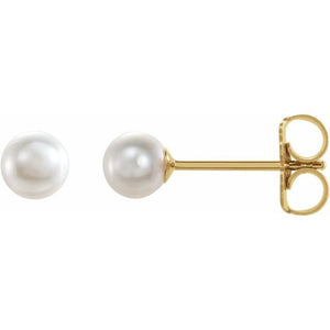 14K White Gold Cultured Freshwater Pearl Earrings - Timeless Elegance