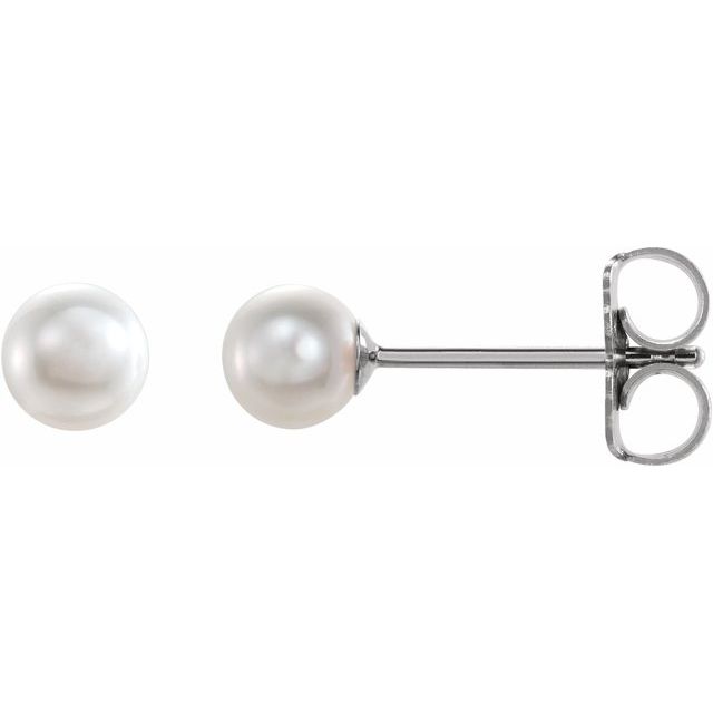 14K White Gold Cultured Freshwater Pearl Stud Earrings