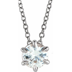 14K Gold Natural Diamond Solitaire Necklace