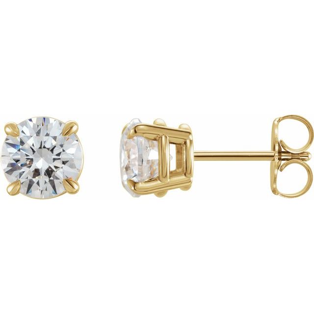 14K Gold Natural Morganite 4-Claw Prong Basket Earrings