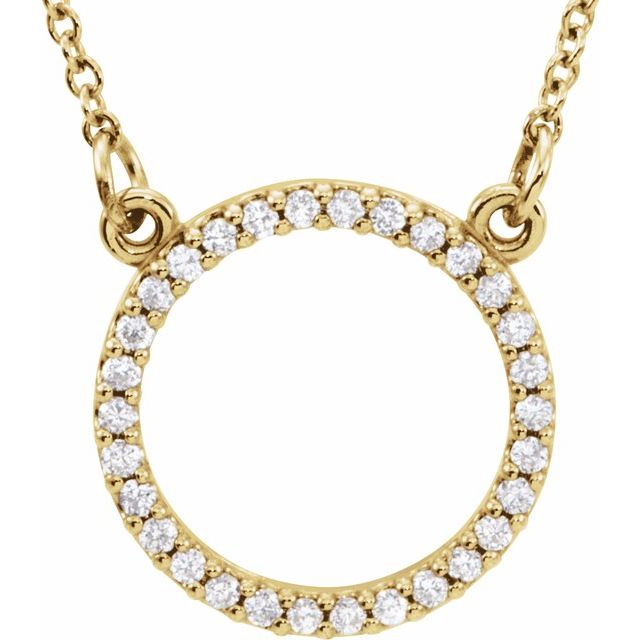 14K Gold Natural Diamond Circle Necklace
