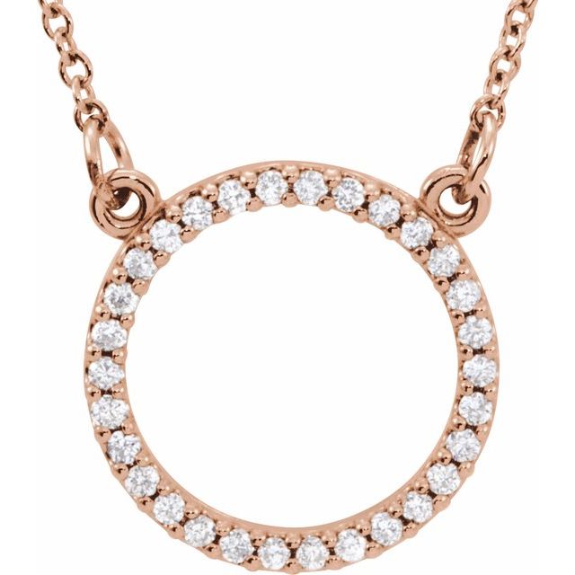 14K Gold Natural Diamond Circle Necklace