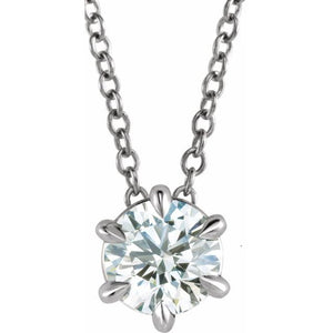 14K Gold Natural Diamond Solitaire Necklace