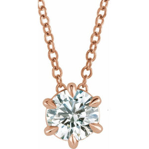 14K Gold Natural Diamond Solitaire Necklace