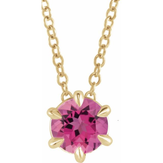 14K Gold Natural Diamond Solitaire Necklace