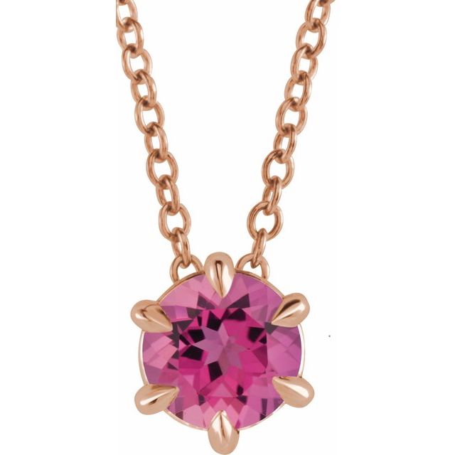 14K Gold Natural Diamond Solitaire Necklace