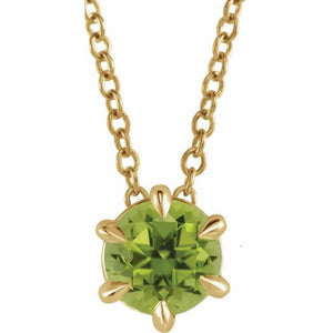 14K Gold Natural Diamond Solitaire Necklace