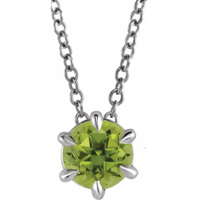 Natural Aquamarine Round Solitaire Necklace in 14K Gold, Sterling Silver & Platinum