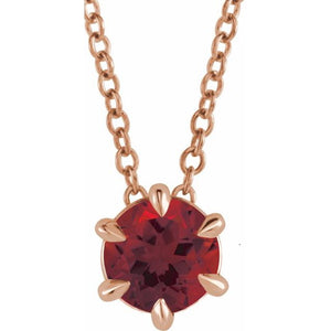14K Gold Natural Diamond Solitaire Necklace