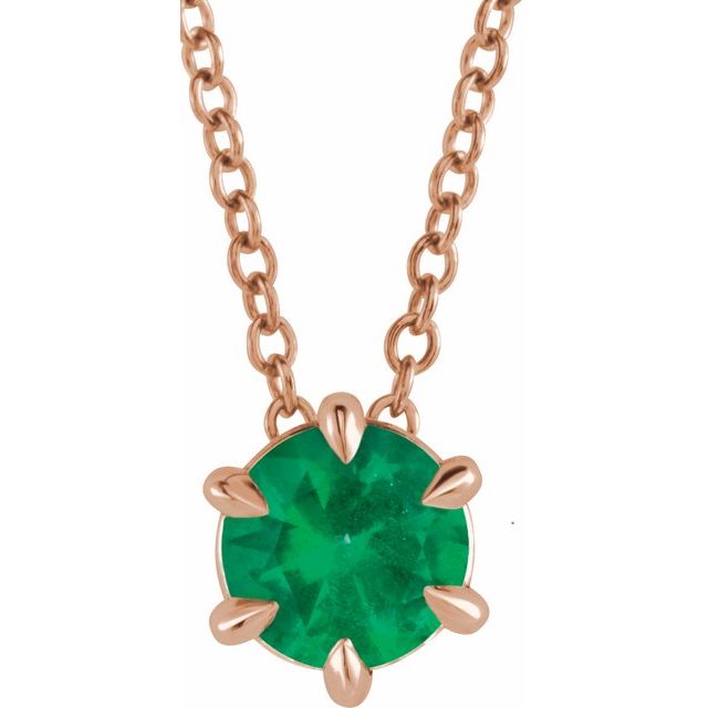 14K Gold Natural Diamond Solitaire Necklace