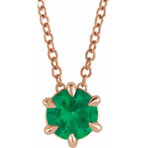 14K Gold Natural Diamond Solitaire Necklace